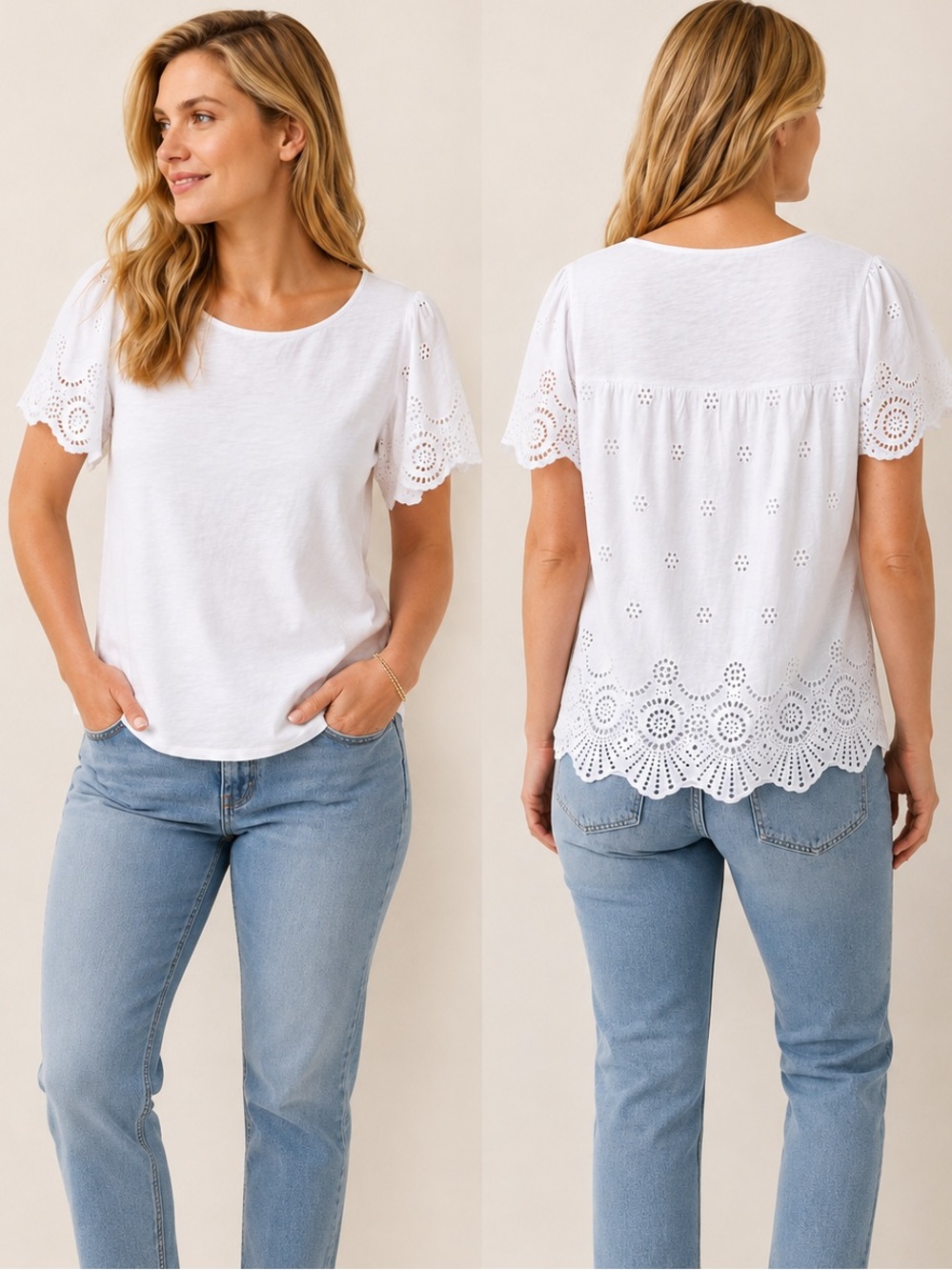 Boden Isabella White Broderie Eyelet Cotton Top Blouse Size 18